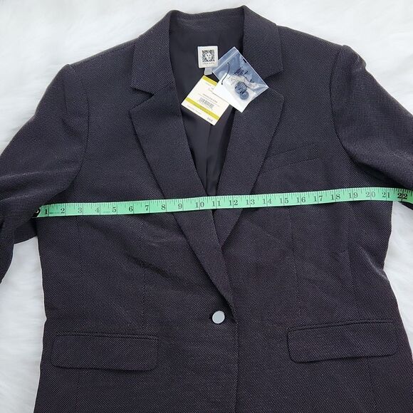 Anne Klein NWT Single Breasted One Button Blazer Jacket Black with Pin Dots 14 - Picture 11 of 13